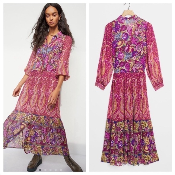 Anthropologie Nikole Maxi Shirtdress in Purple Motif - Picture 2 of 9